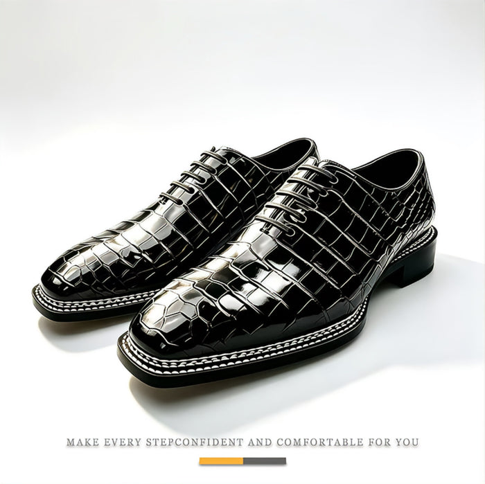 Black glazed crocodile Oxford