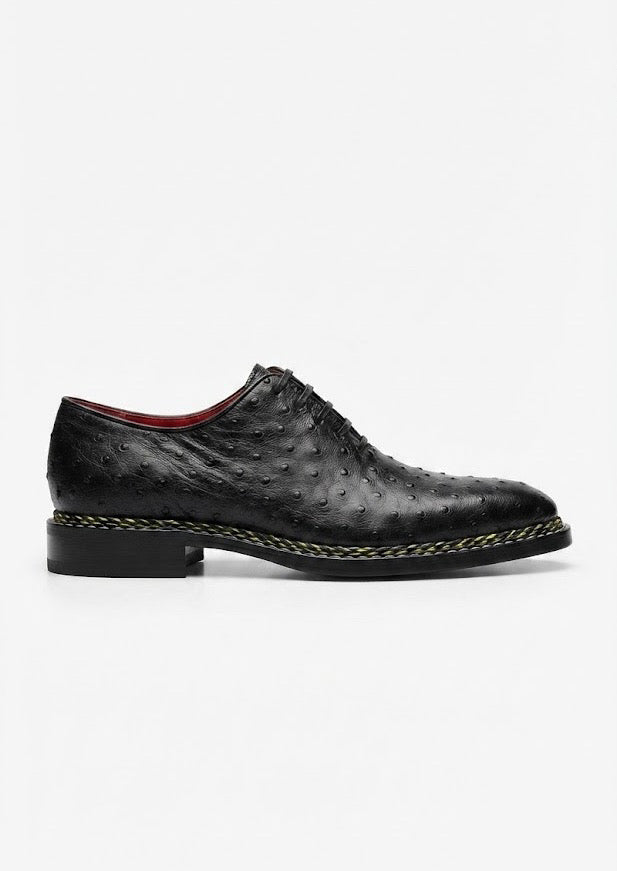 Black ostrich skin oxford