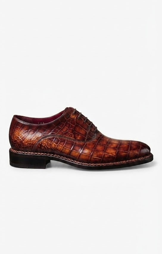 Tan Burnished crocodile skin Norwegian oxford