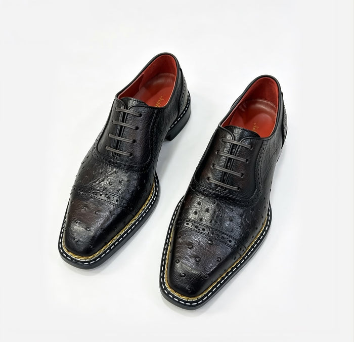 Black ostrich skin oxford