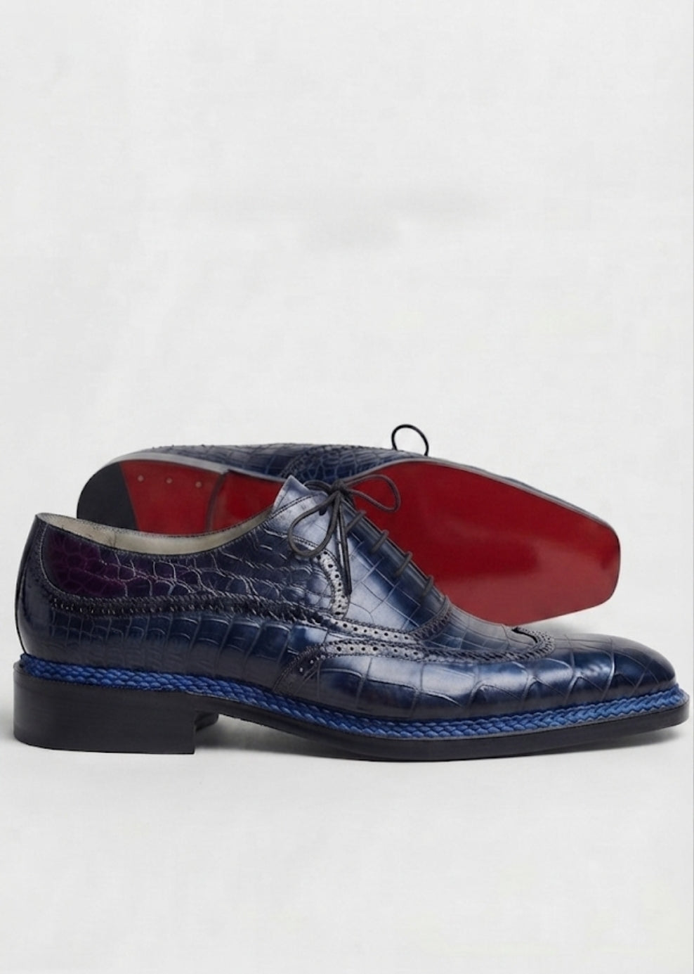 Sophisticated Navy Crocodile original Leather Oxford