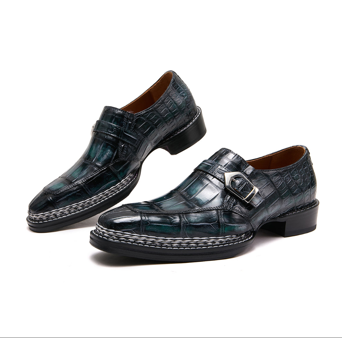 Green crocodile monkstrap
