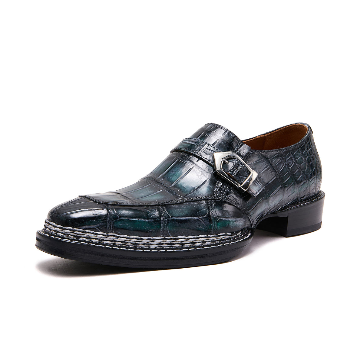 Green crocodile monkstrap
