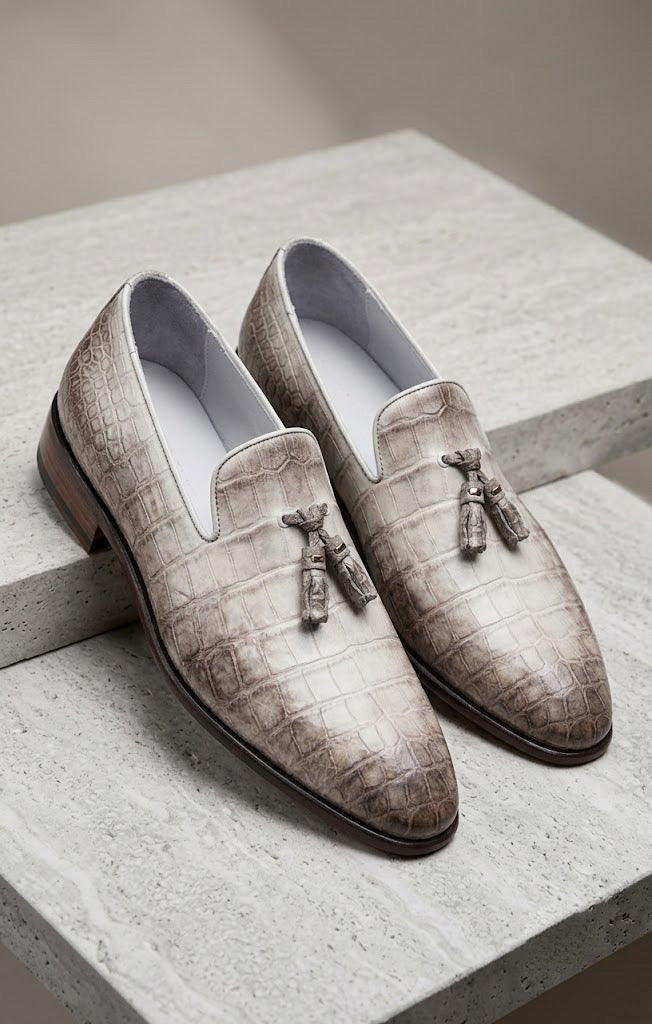 Himalayan crocodile Leather Tassel Loafers