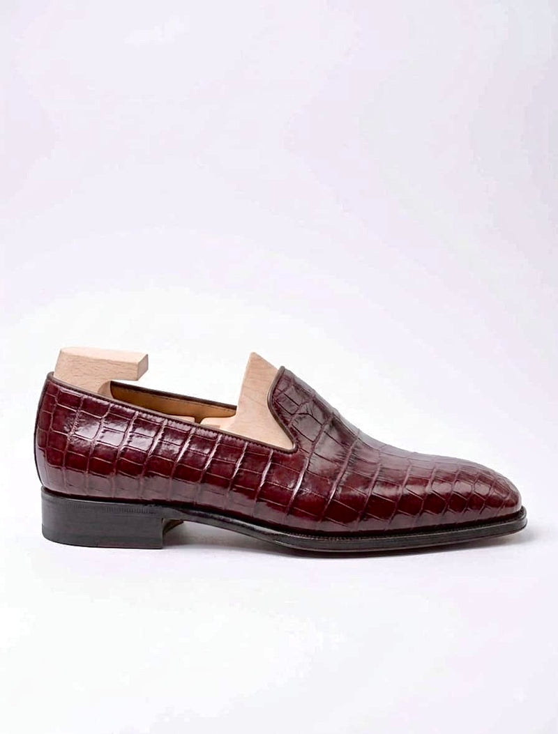 Burgundy crocodile skin Loafers