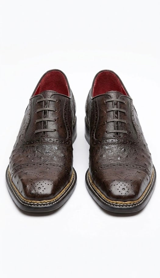Brown ostrich skin oxford