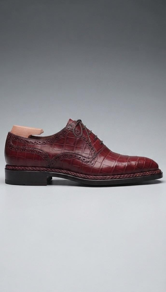 Burgundy crocodile oxford