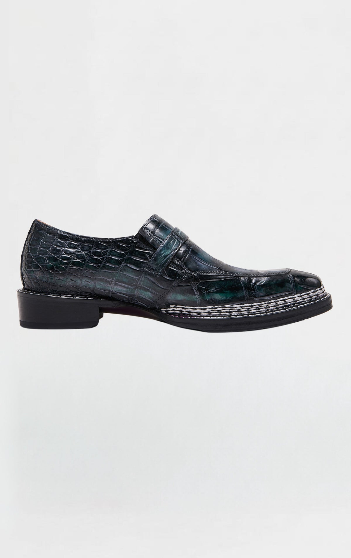 Mocassins à boucles crocodile vert