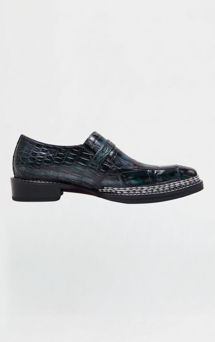 Green crocodile monkstrap
