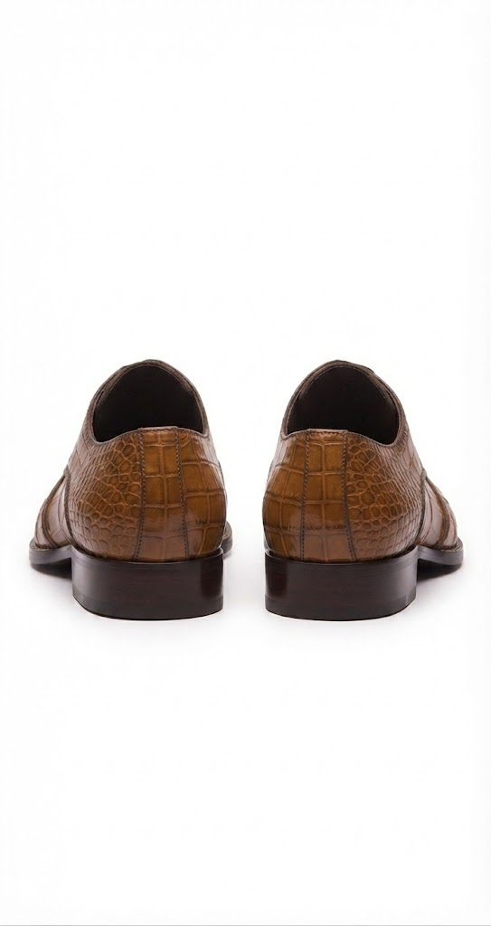 Tan crocodile wingtip oxford