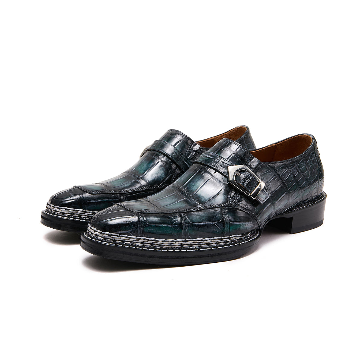 Green crocodile monkstrap