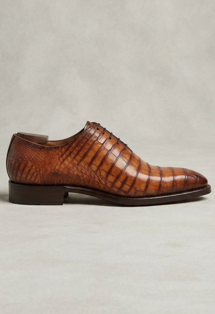 Timeless Cognac Alligator Leather Oxford Shoes