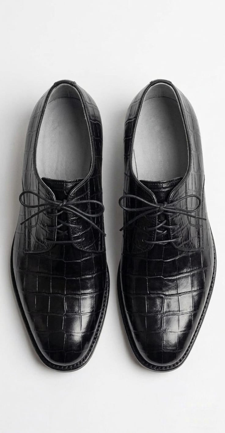 Black Crocodile Leather Derby