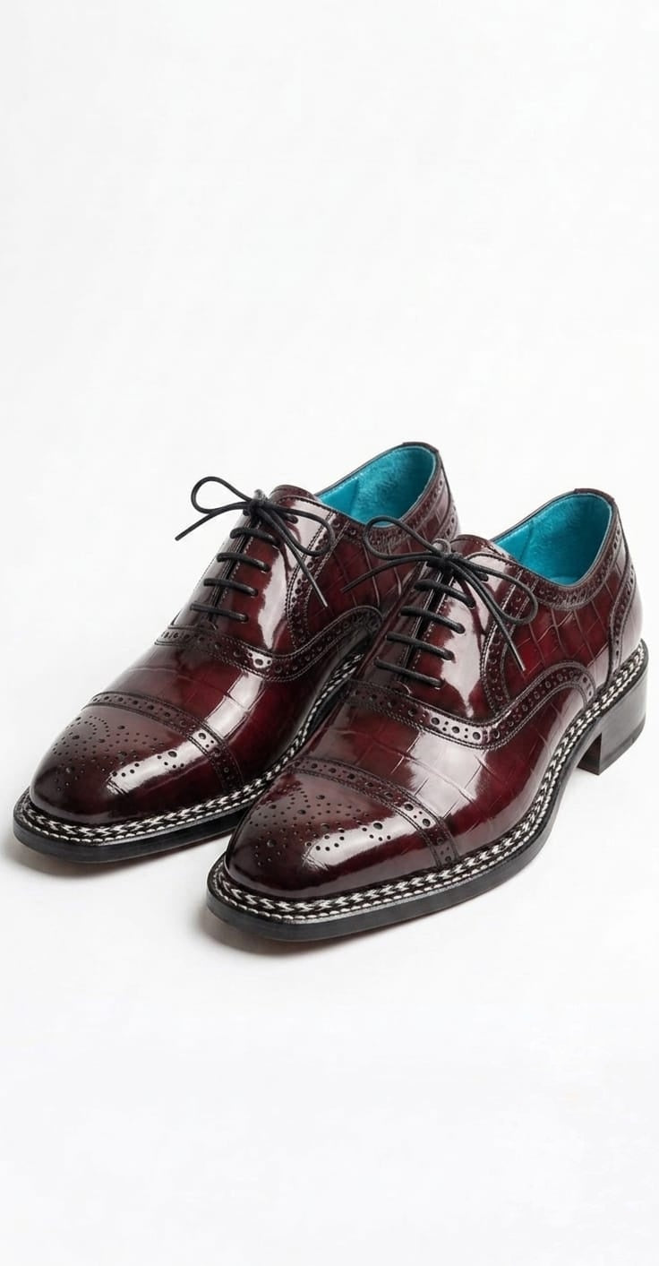 Burgundy Norwegian stitch oxford