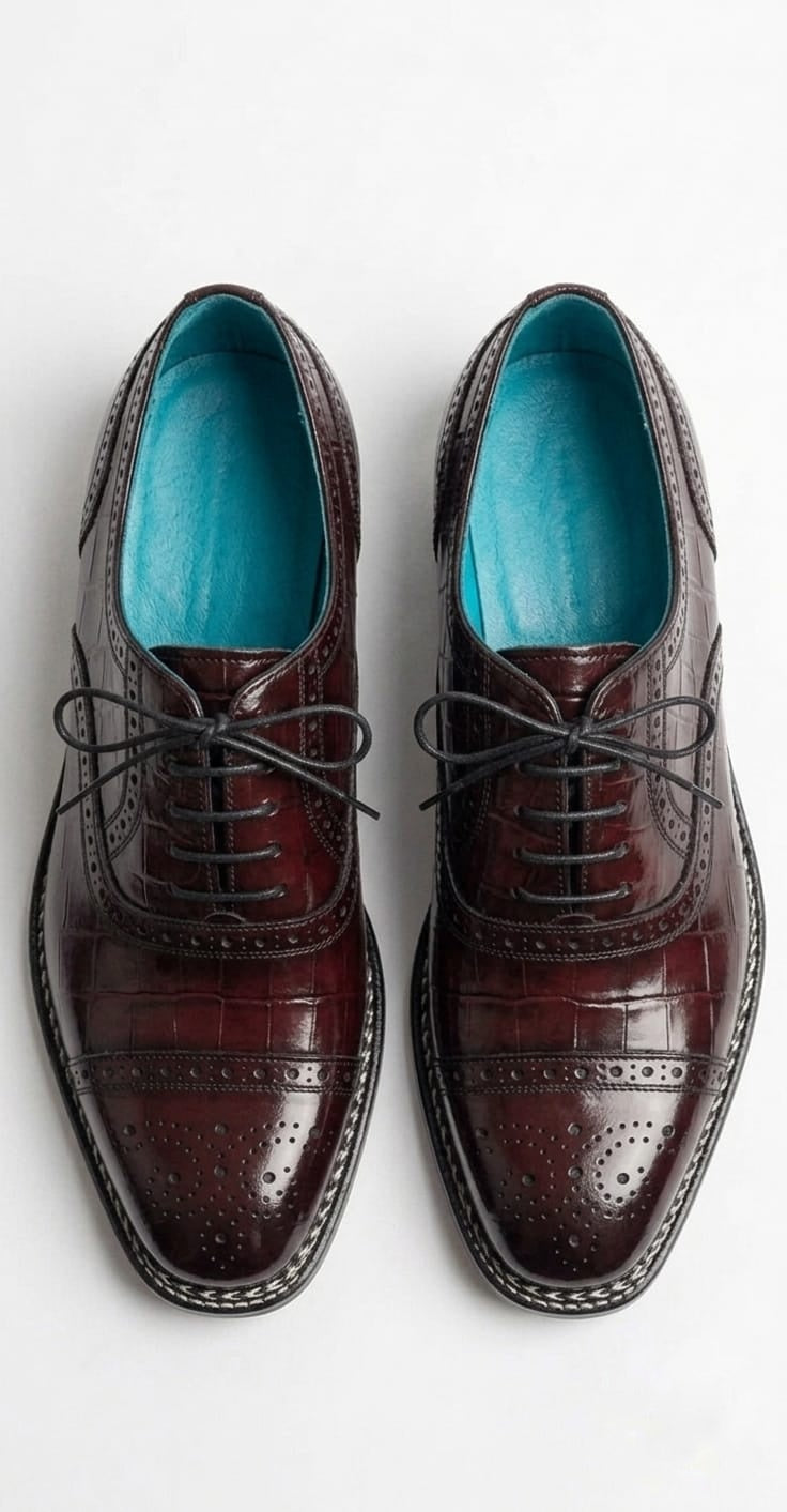 Burgundy Norwegian stitch oxford