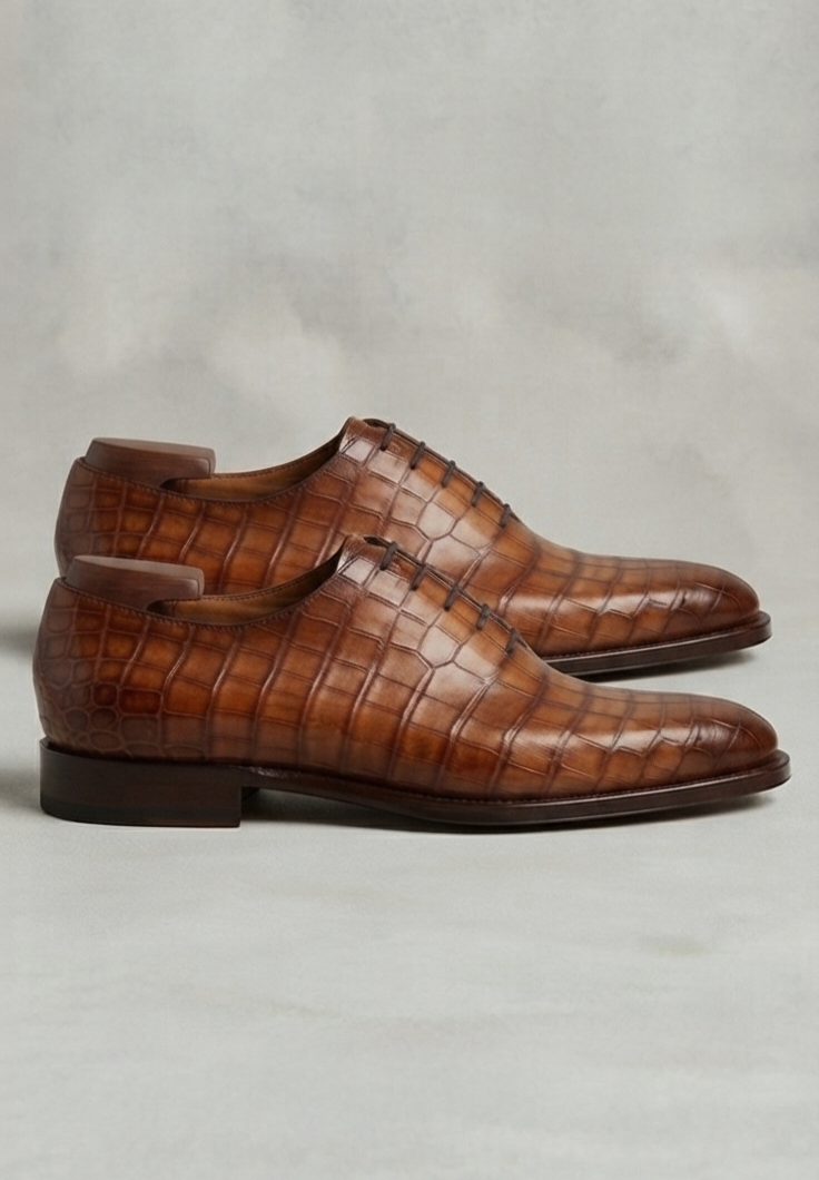 Timeless Cognac Alligator Leather Oxford Shoes
