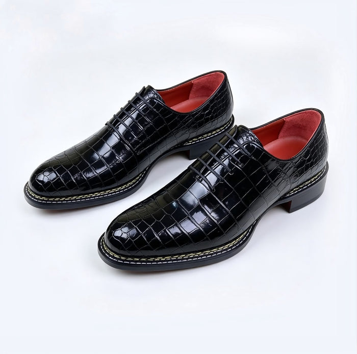 Black crocodile wholecut oxford