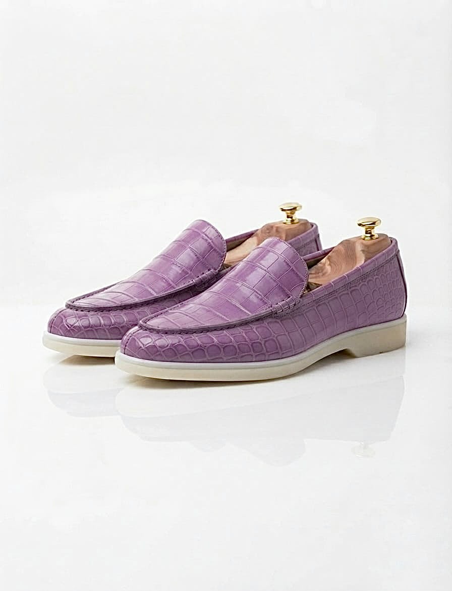 Purple Crocodile-original Leather Loafers