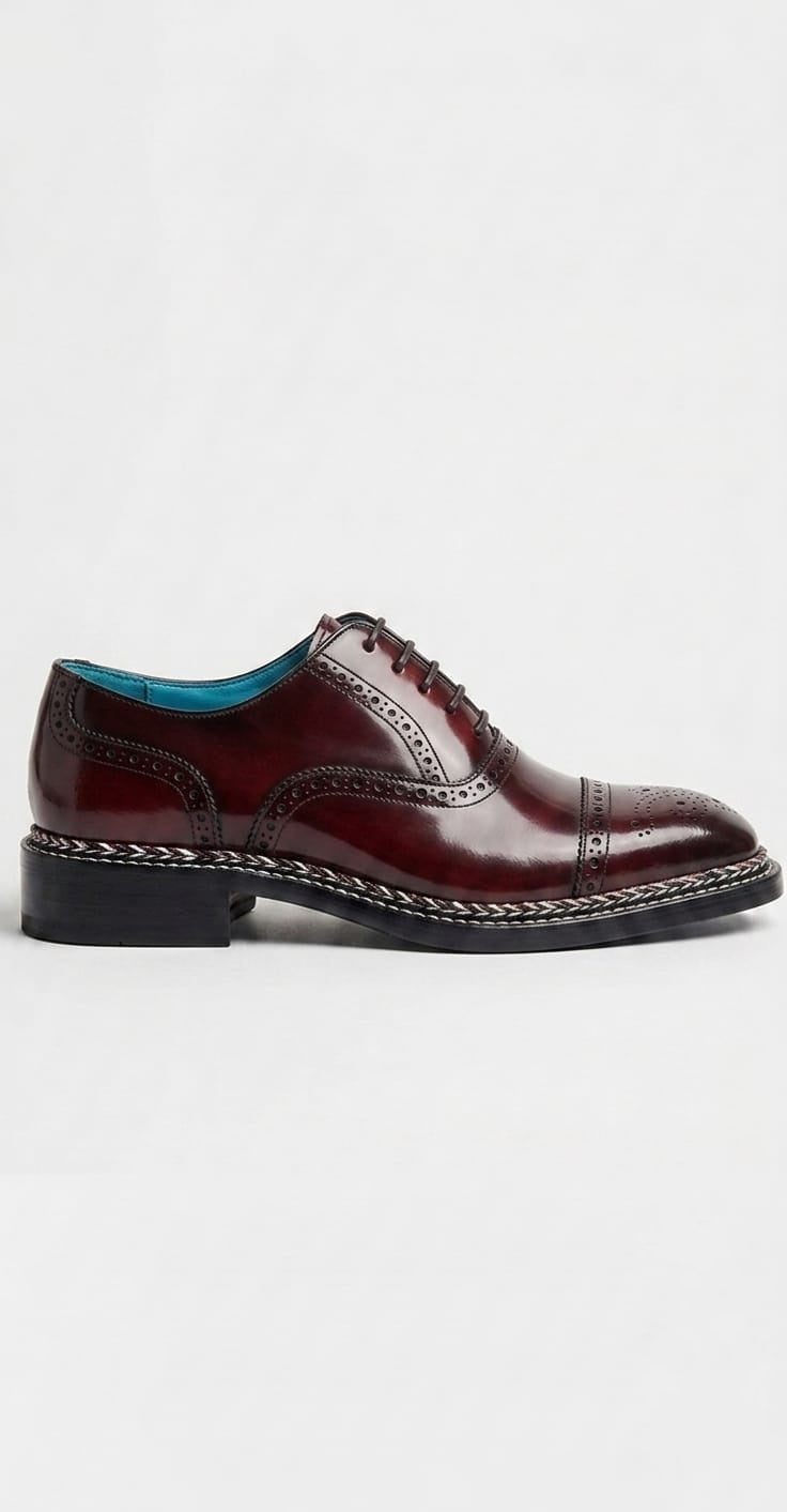 Burgundy Norwegian stitch oxford