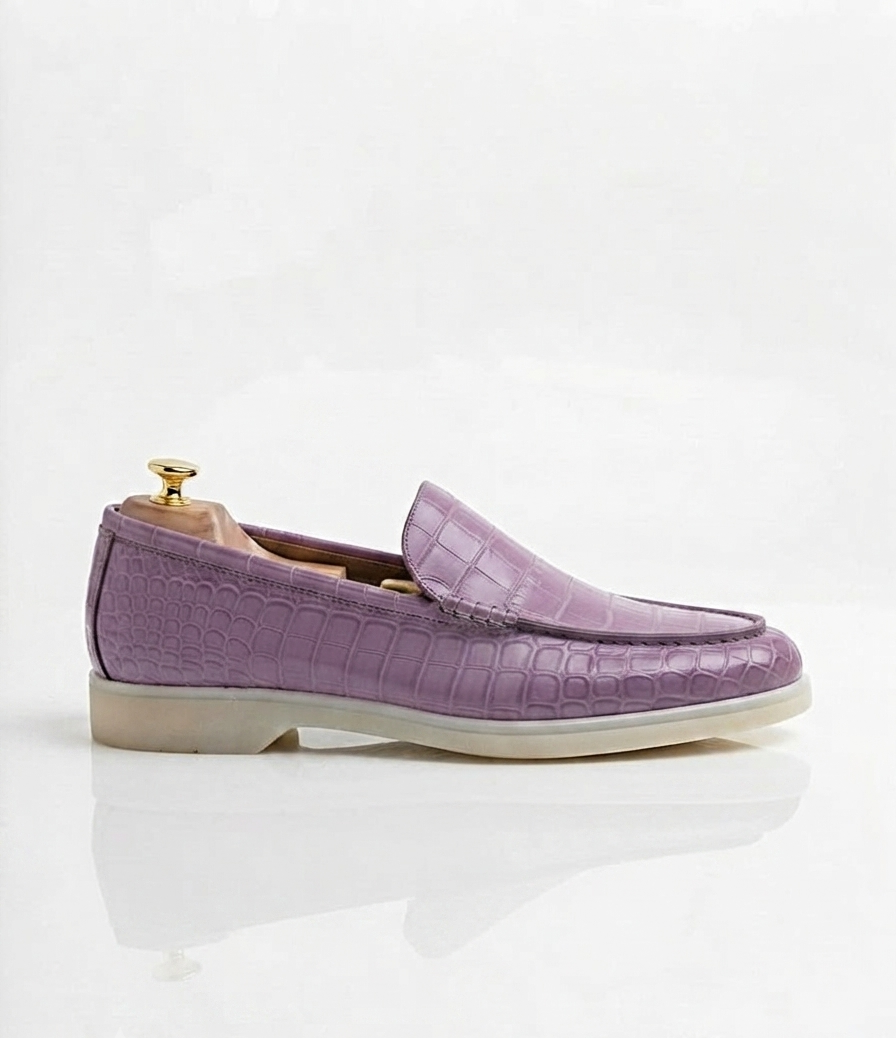 Purple Crocodile-original Leather Loafers