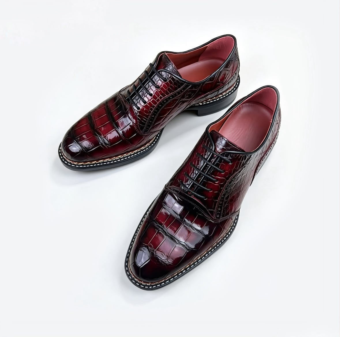Burgundy Alligator-original Leather Oxford
