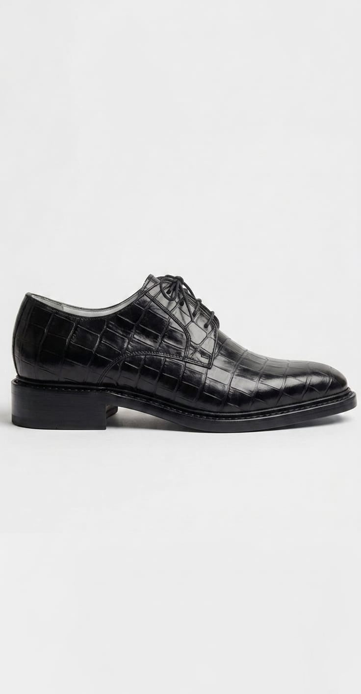 Black Crocodile Leather Derby