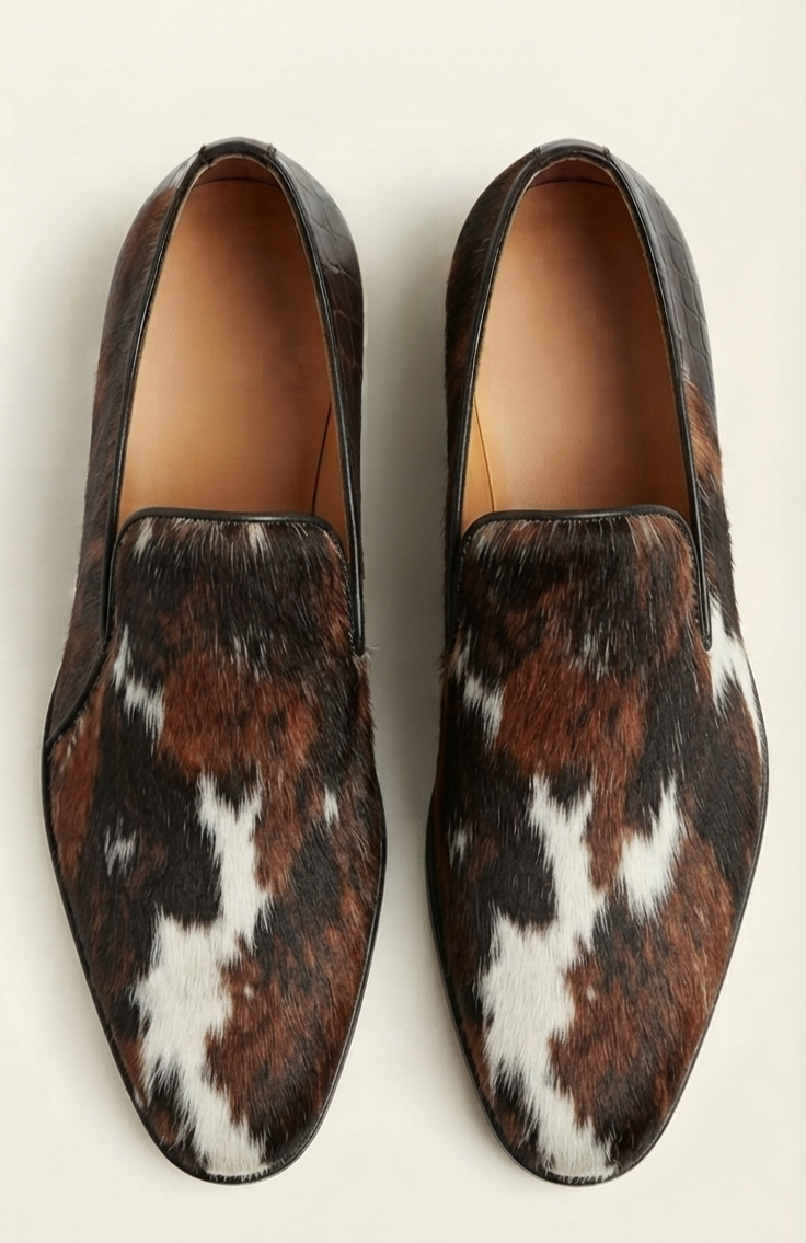 Stylish Cowhide Hair-on-Hide Leather Loafers