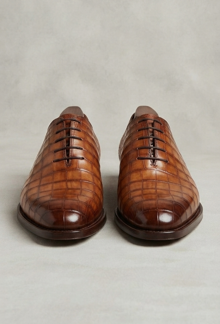 Timeless Cognac Alligator Leather Oxford Shoes