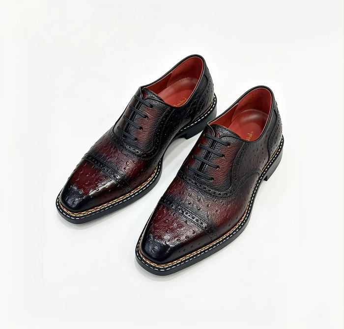 Burgundy ostrich skin oxford