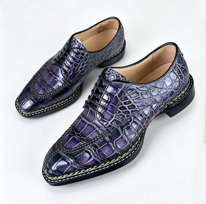 Purple crocodile skin derby