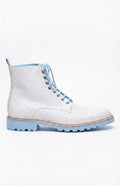 Premium White Leather Footwear with Contrast Lug Sole and Laces