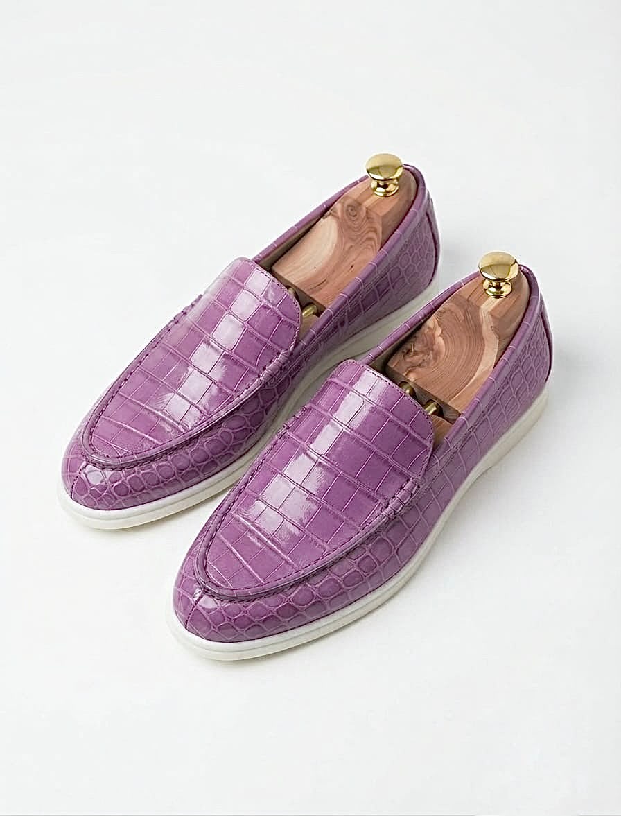 Purple Crocodile-original Leather Loafers