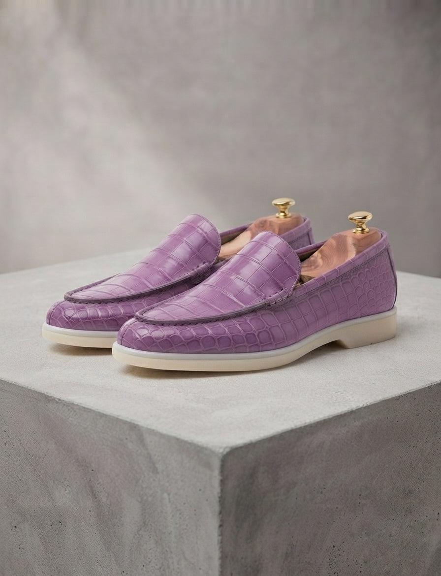 Purple Crocodile-original Leather Loafers