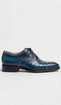 crocodile-textured lace-up dress shoes