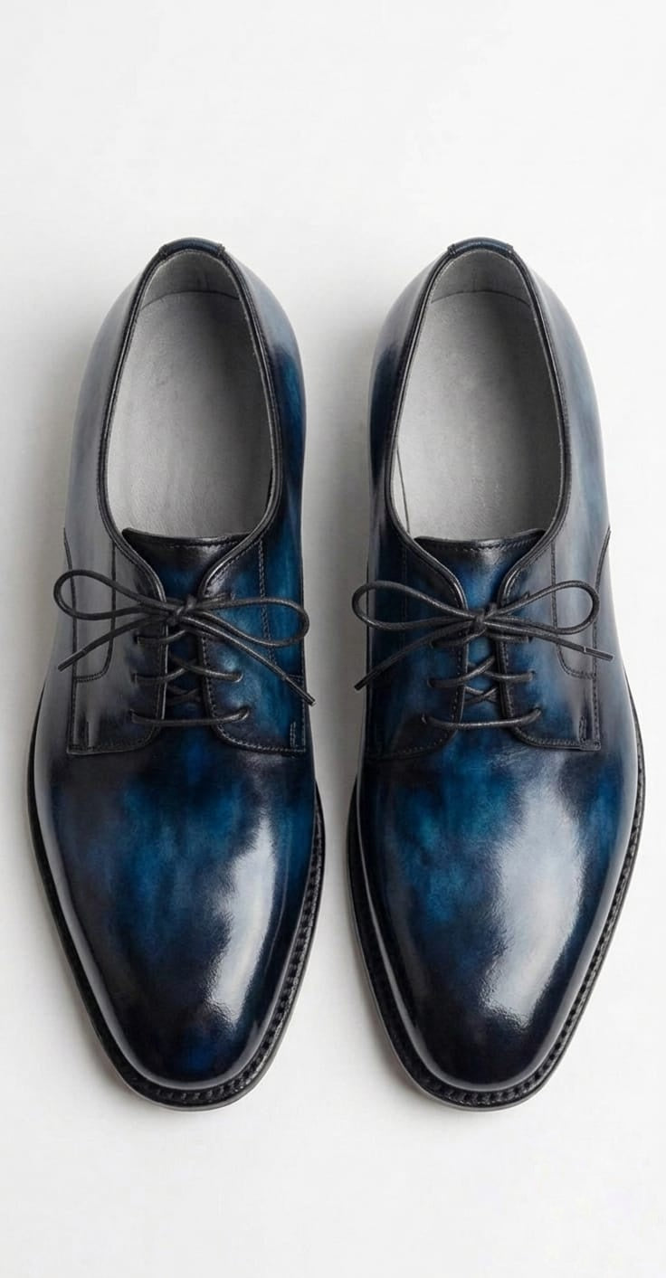 Blue  eyelets derby