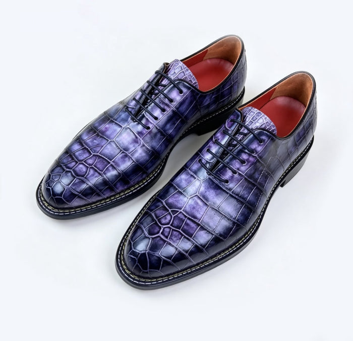 Purple Alligator Leather Oxford Shoes