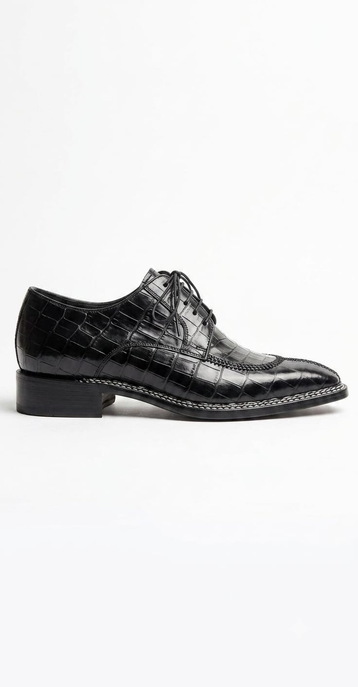 Black Crocodile Leather Derby
