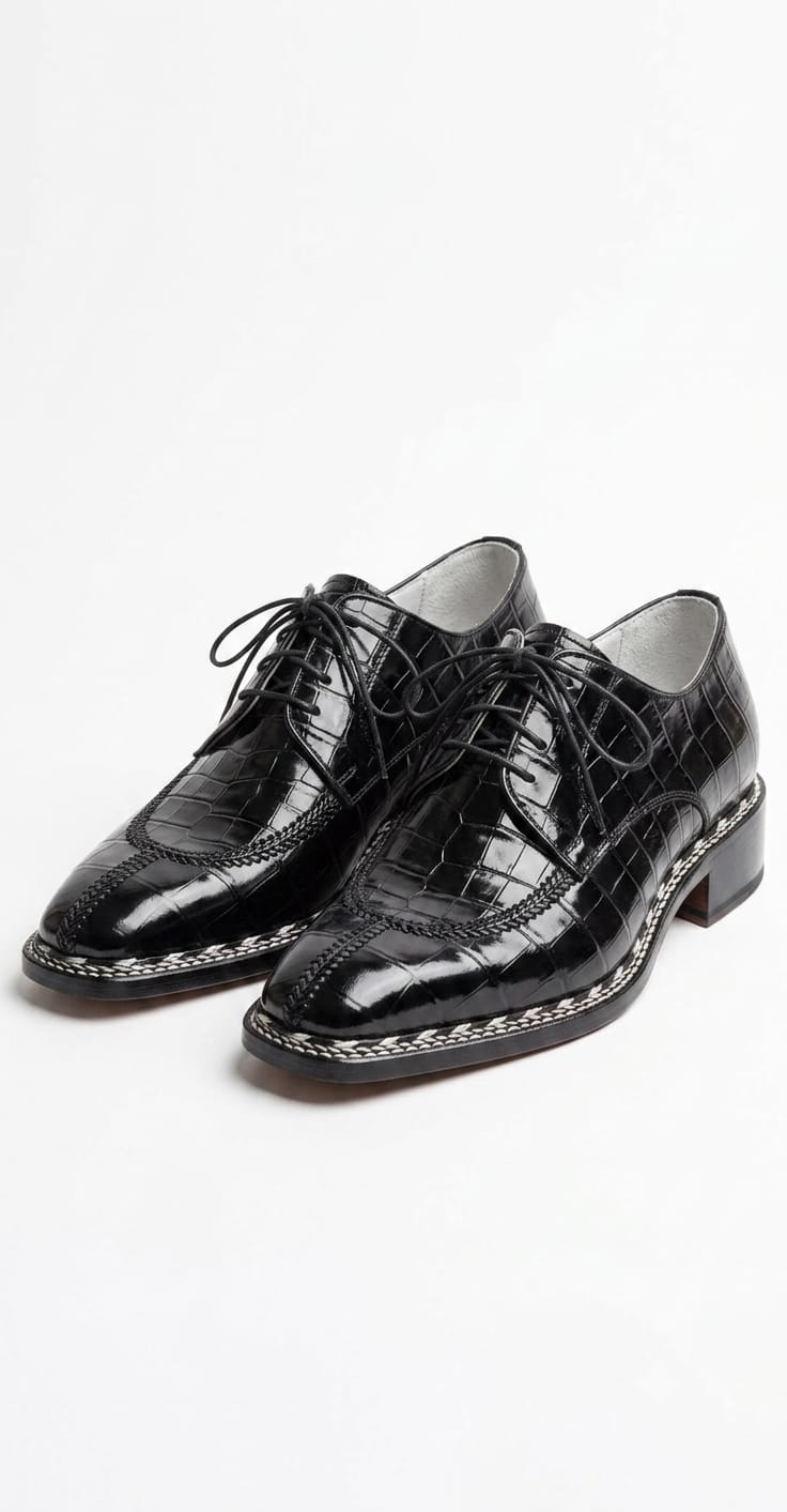 Black Crocodile Leather Derby