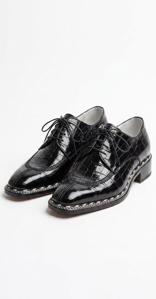 Black Crocodile Leather Derby