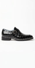 Black Crocodile Single Monk Strap